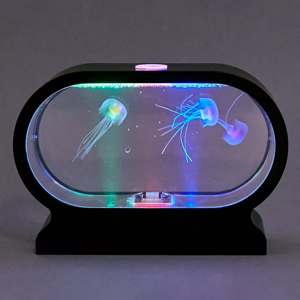 LumiJelly - Lampa Stołowa LED Meduza, Symulacja Akwarium w 3 Kolorach, Zasilana Baterią, Światło Dekoracyjne