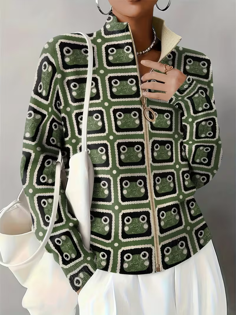 Clemency | Retro Tile Zip Cardigan