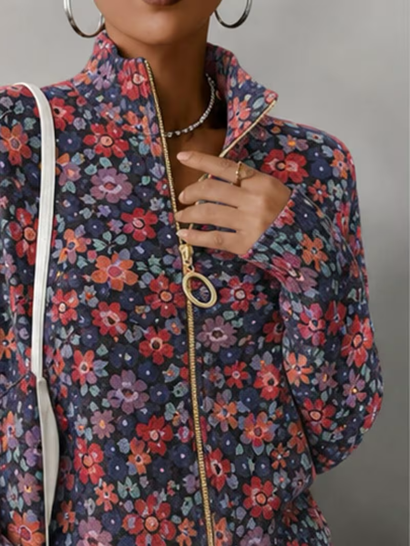 Vireya | Ditsy Floral Zip Cardigan
