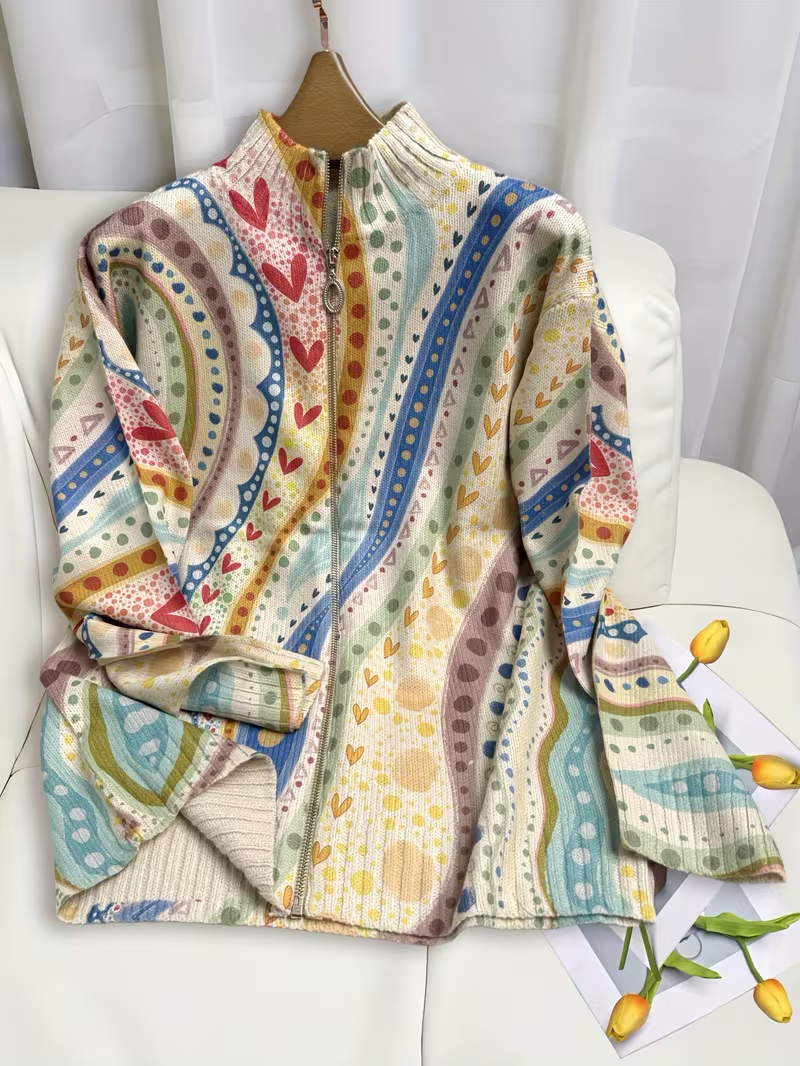 Ambrosine | Målade Paisley Zip Cardigan