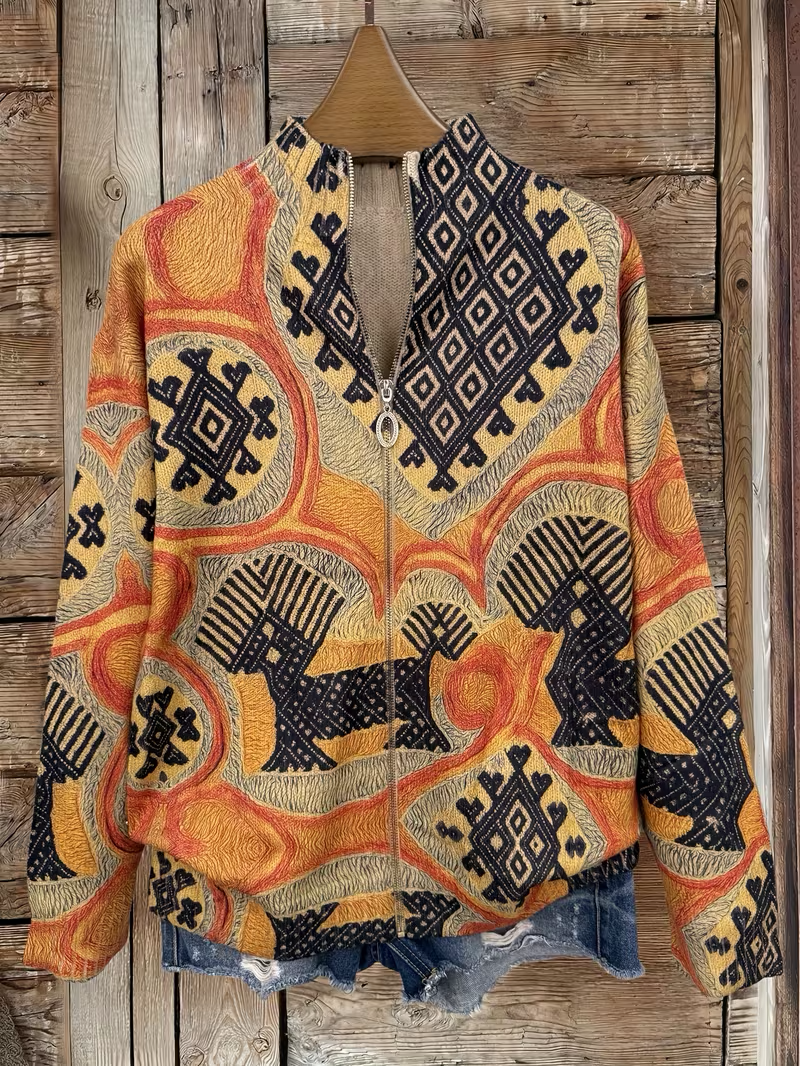 Sedgely | Folk Tapestry Zip Cardigan