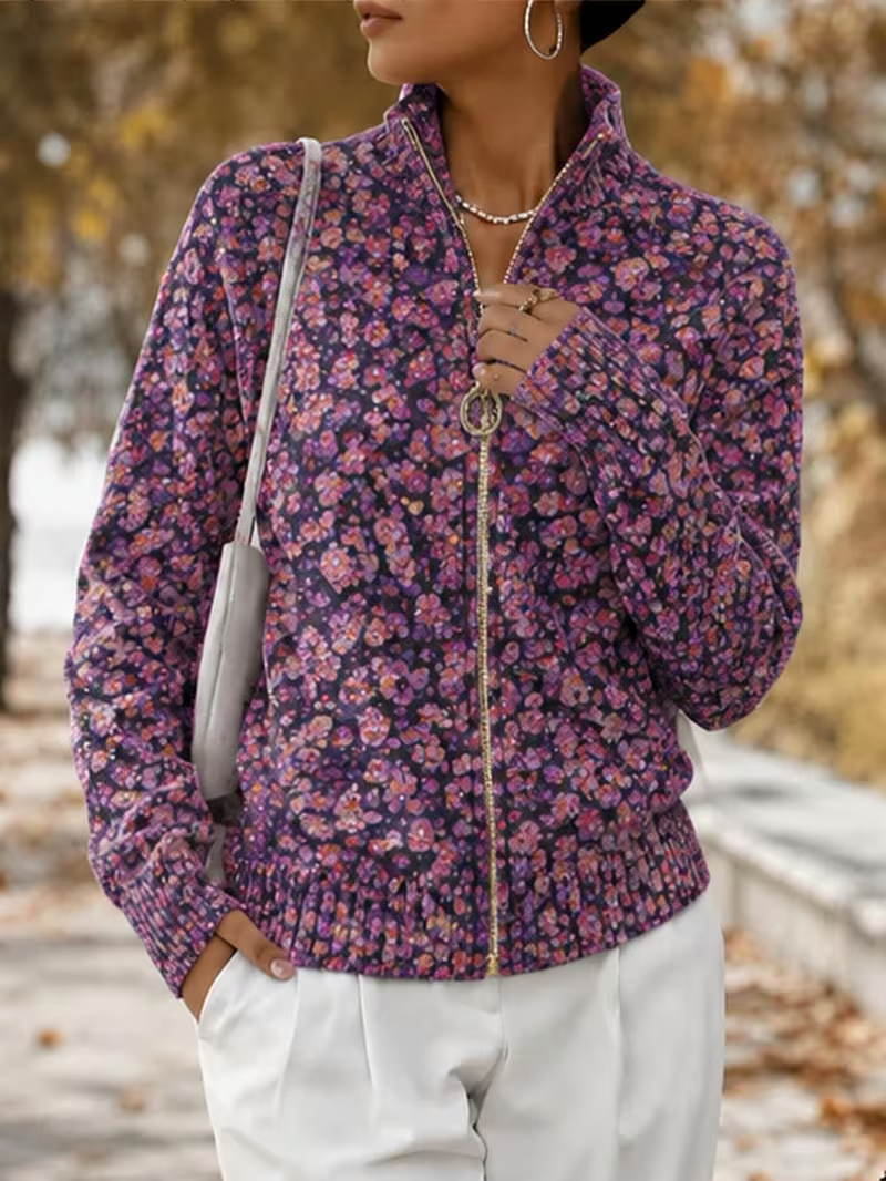 Ottilia | Lila äng Zip Cardigan