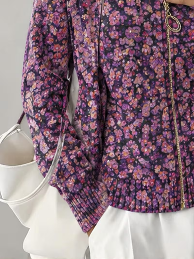 Ottilia | Lila äng Zip Cardigan