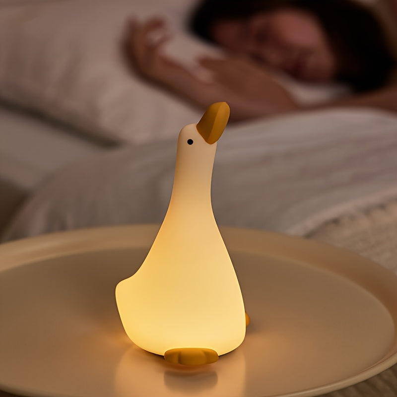 DreamDuck - Silikonowa Lampka Nocna z USB, Ładowana Dotykowym Sensorem i 3 Poziomami Jasności