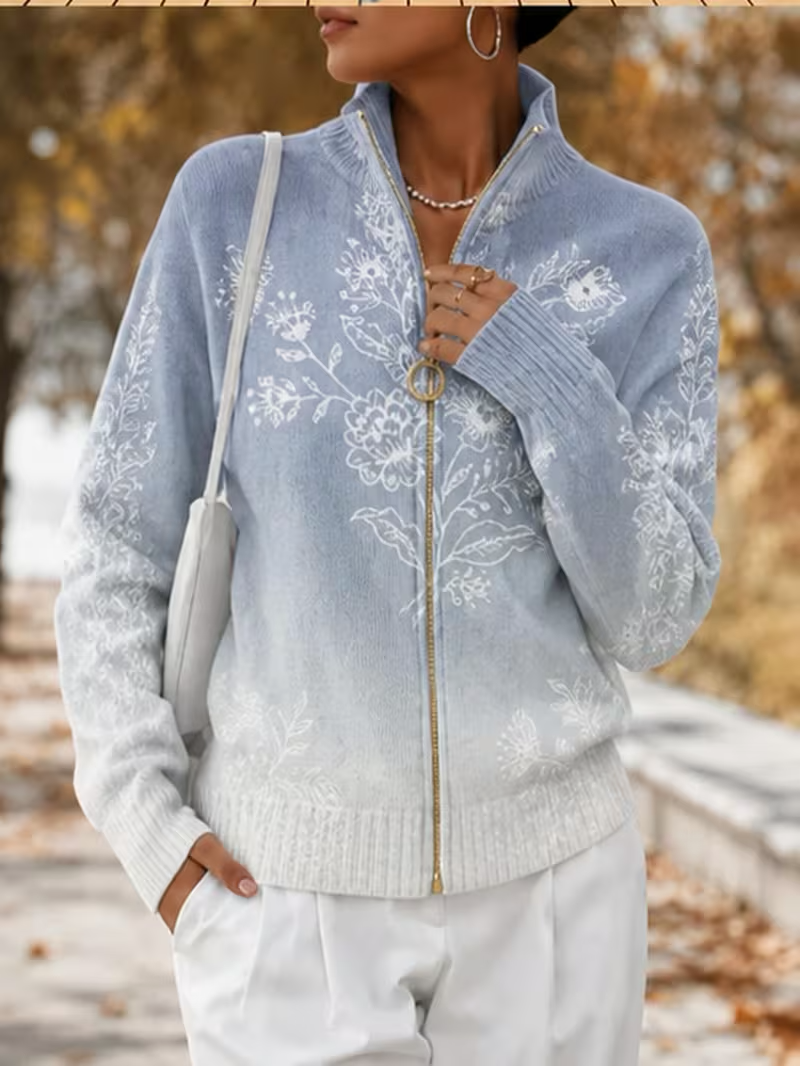 Halloway | Frosted Bloom Zip Cardigan