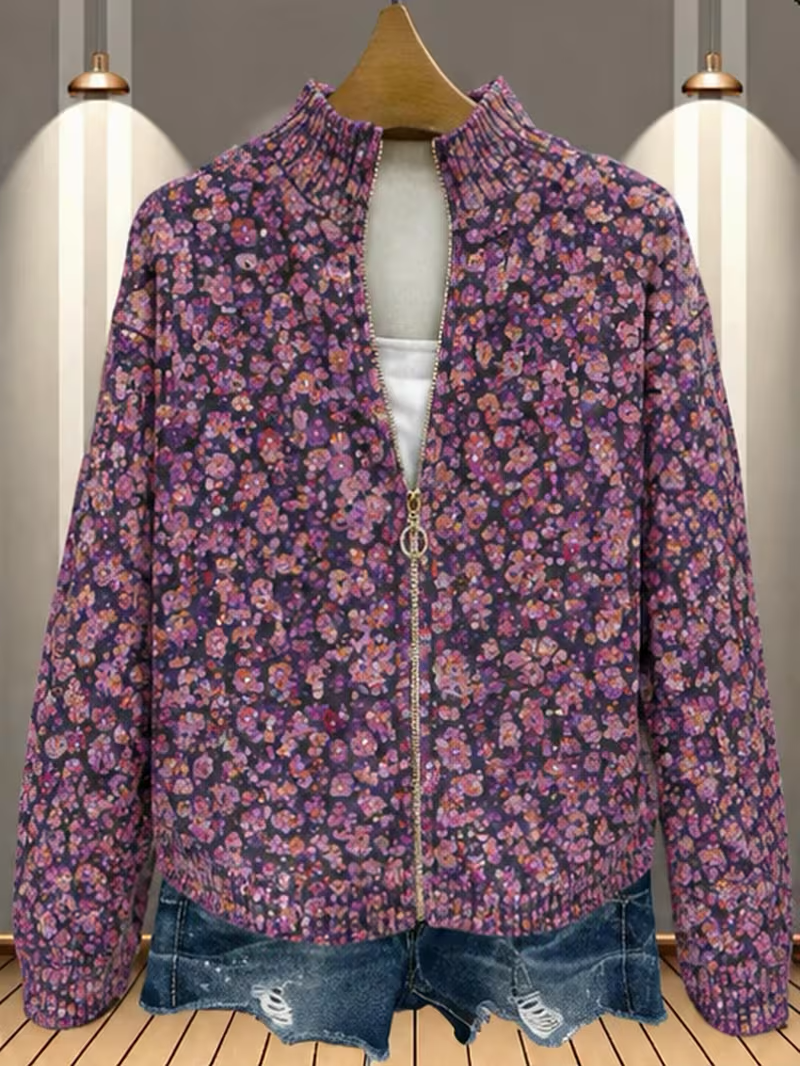 Ottilia | Lila äng Zip Cardigan