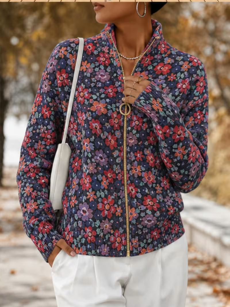 Vireya | Ditsy Floral Zip Cardigan