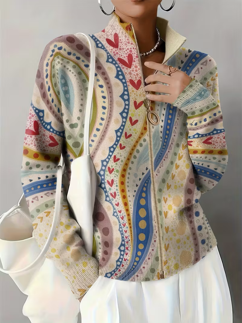 Ambrosine | Målade Paisley Zip Cardigan