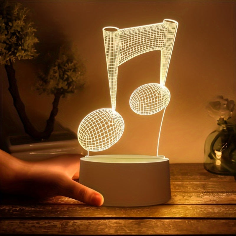 LumiNote - Akrylowa Lampa Nocna w Kształcie Nuty Muzycznej, 3D LED Ramka, Zasilana przez USB