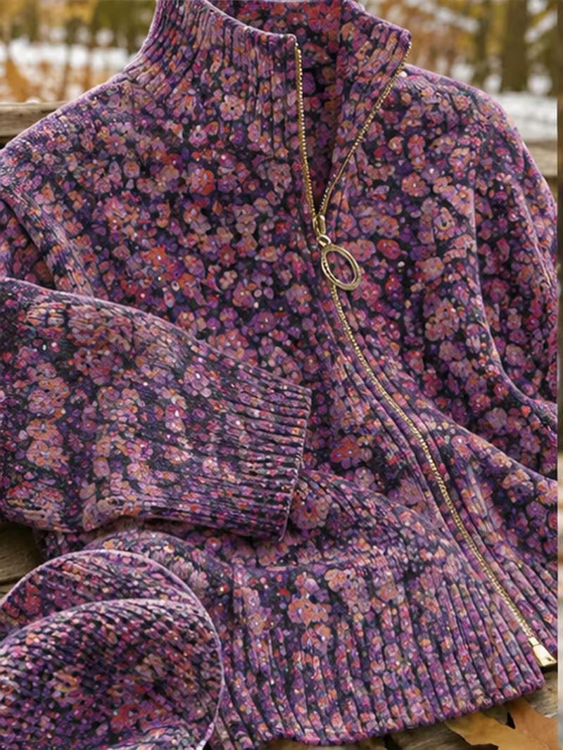 Ottilia | Lila äng Zip Cardigan