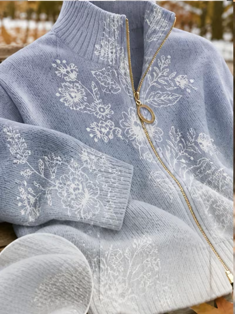 Halloway | Frosted Bloom Zip Cardigan