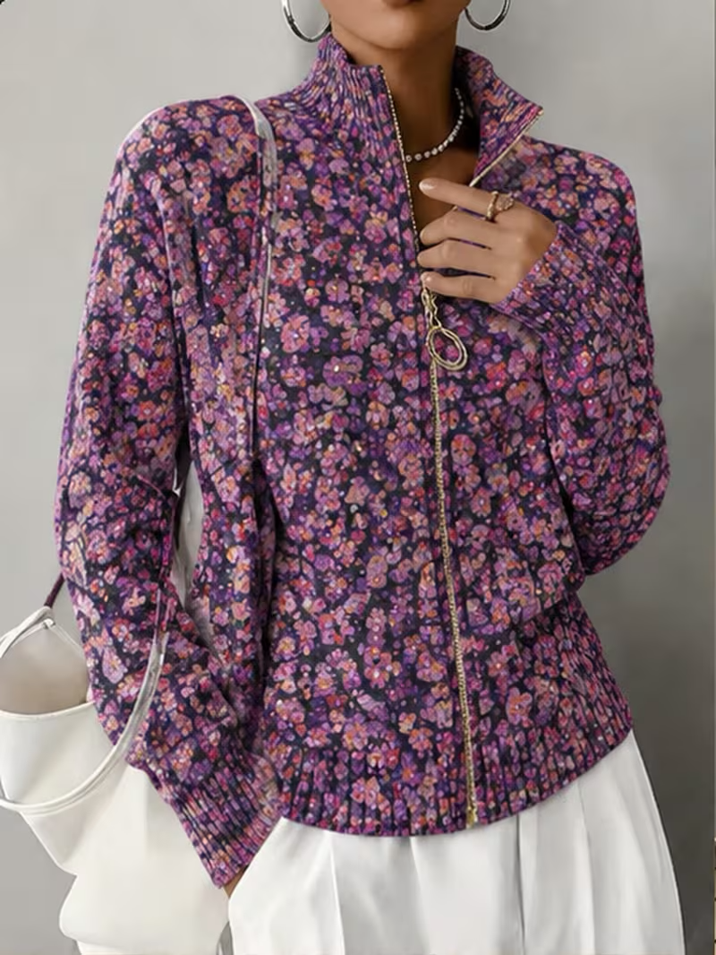 Ottilia | Lila äng Zip Cardigan
