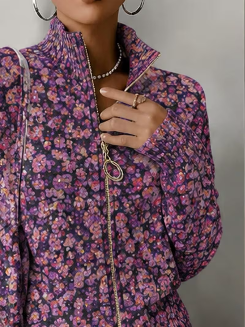 Ottilia | Lila äng Zip Cardigan