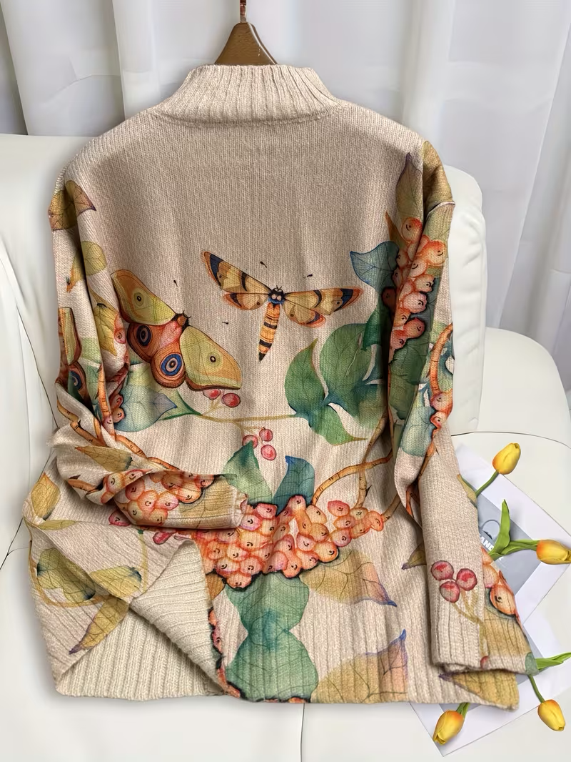 Brontë | Fjärilsträdgård Zip Cardigan