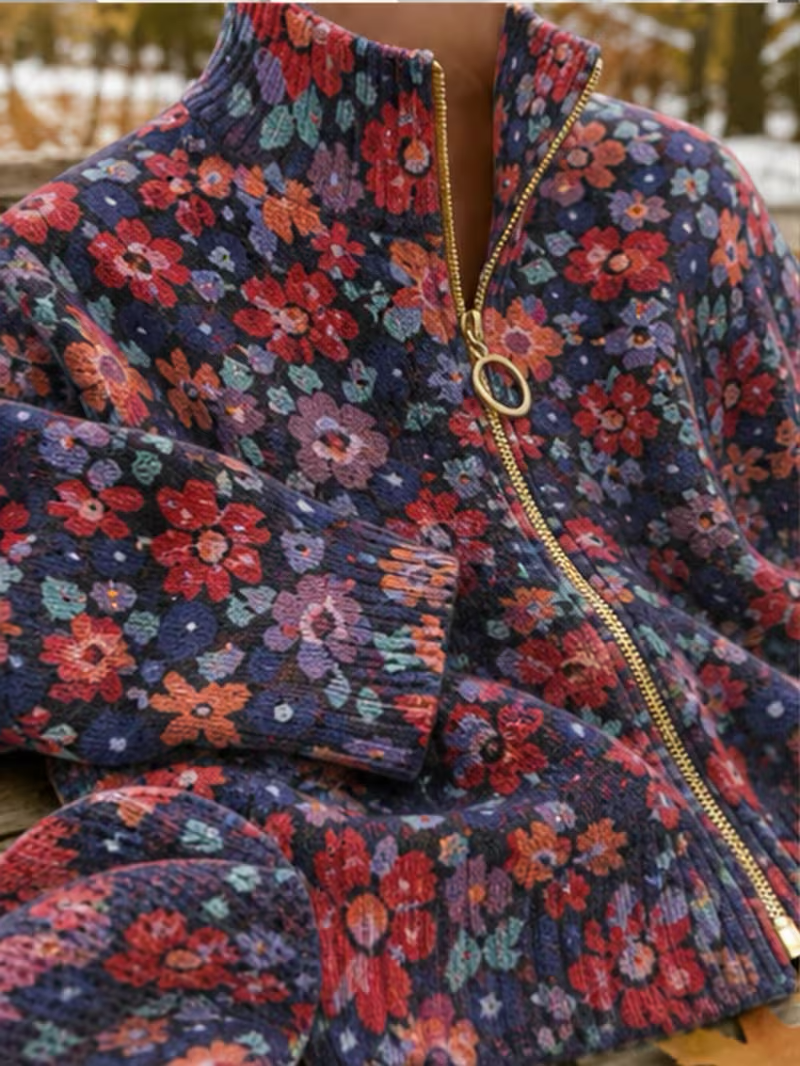 Vireya | Ditsy Floral Zip Cardigan