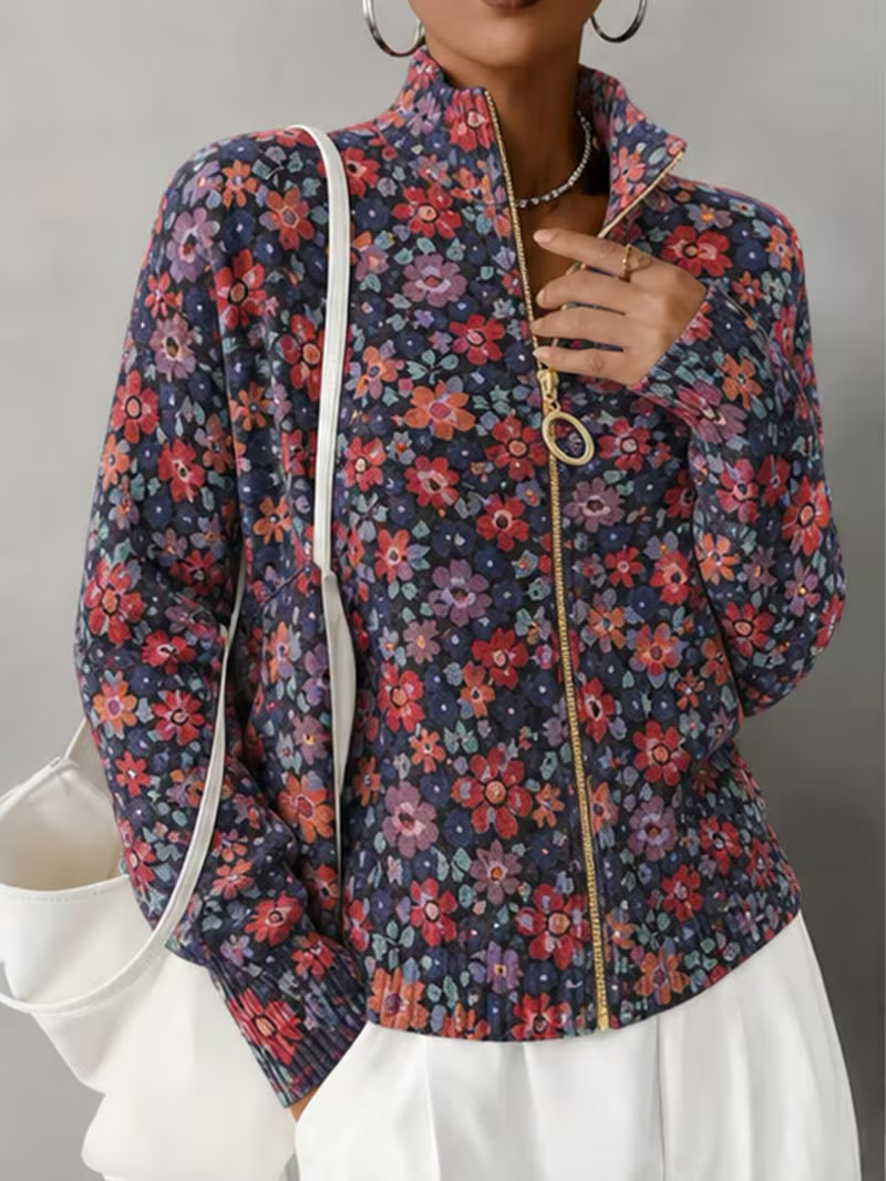 Vireya | Ditsy Floral Zip Cardigan