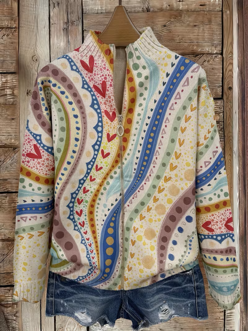 Ambrosine | Målade Paisley Zip Cardigan