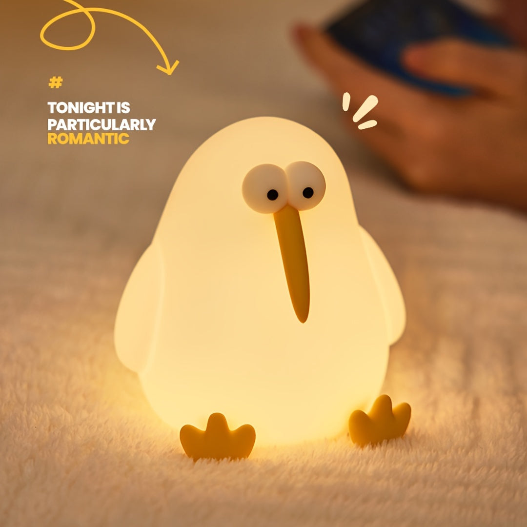 KiwiGlow - Lampka nocna KiwiBird LED, ładowana przez USB z dotykowym czujnikiem ściemniania