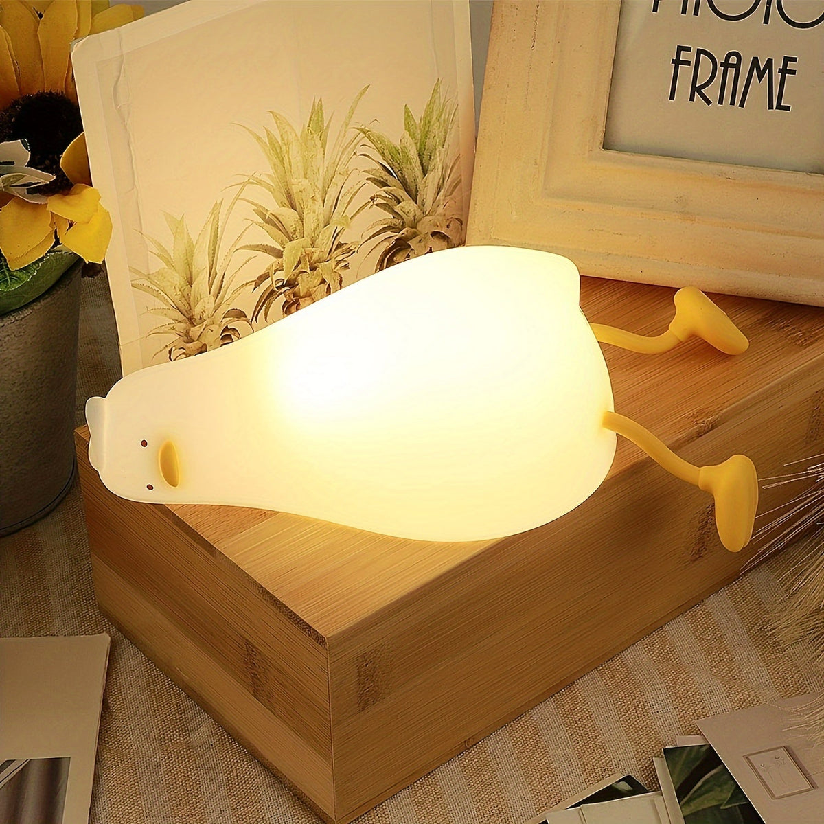DuckGlow - Urocza Lampa Nocna w Kształcie Kaczki z Akumulatorem Ładowanym przez USB i Regulowanym Światłem