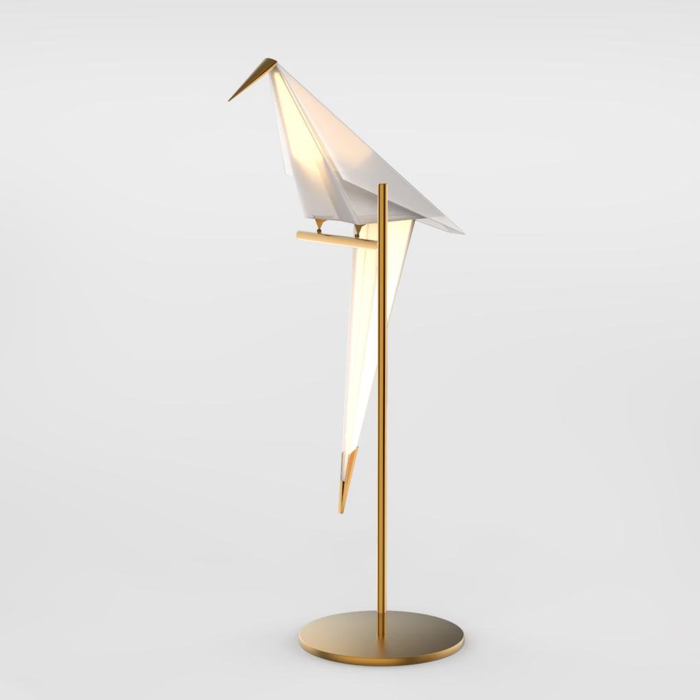 OrigamiGlow – Złota Lampa Stołowa w Stylu Origami z Oświetleniem LED