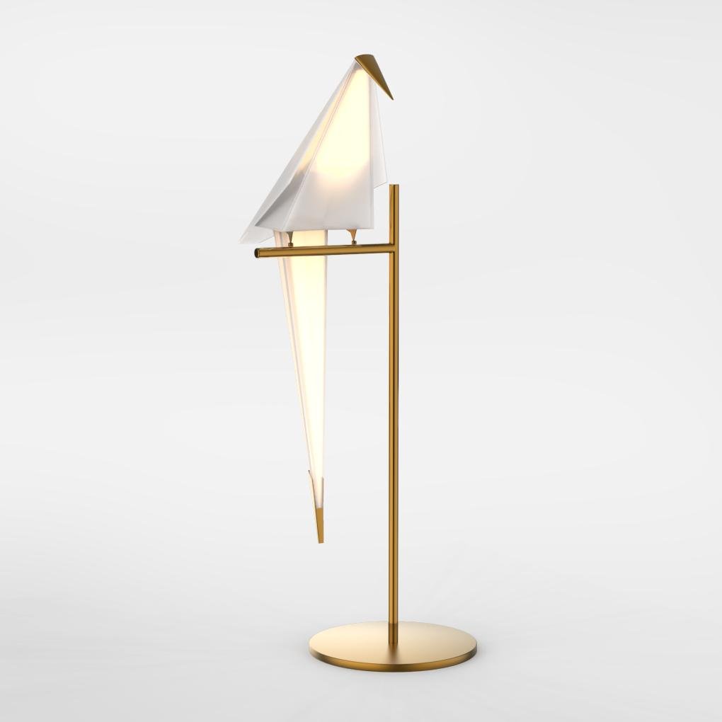 OrigamiGlow – Złota Lampa Stołowa w Stylu Origami z Oświetleniem LED