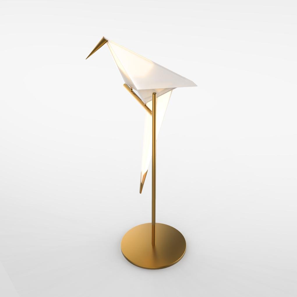 OrigamiGlow – Złota Lampa Stołowa w Stylu Origami z Oświetleniem LED