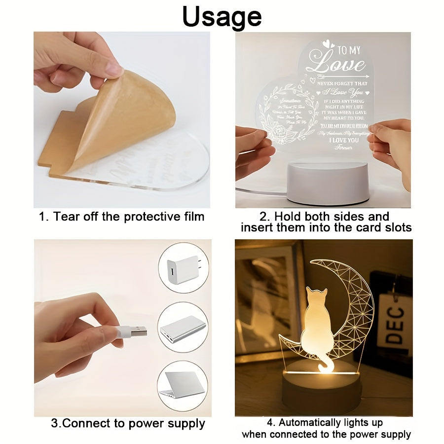 MaanLamp - 3D Kot USB Lampa Stołowa