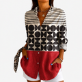 Retro Charm Colorblock Blus