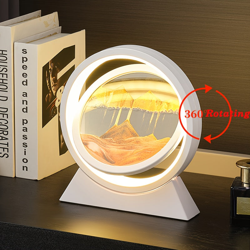 LumiSand - 3D Ruchomy Obraz Piaskowy Lampa LED na Stół, Szklana Scena z Piaskiem Nocna Lampa, Romantyczna Dekoracja Domowa