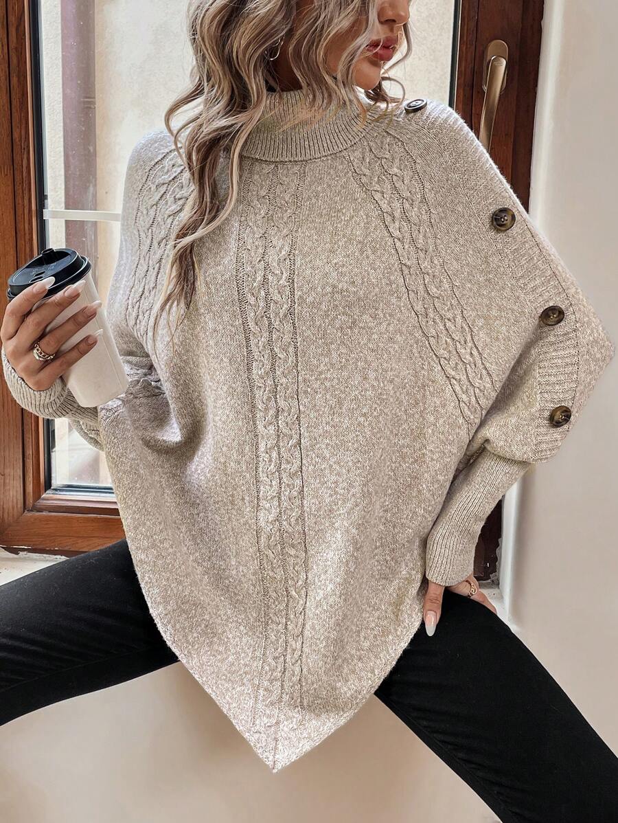 Alexis | Höghalsad Batwing Poncho Tröja