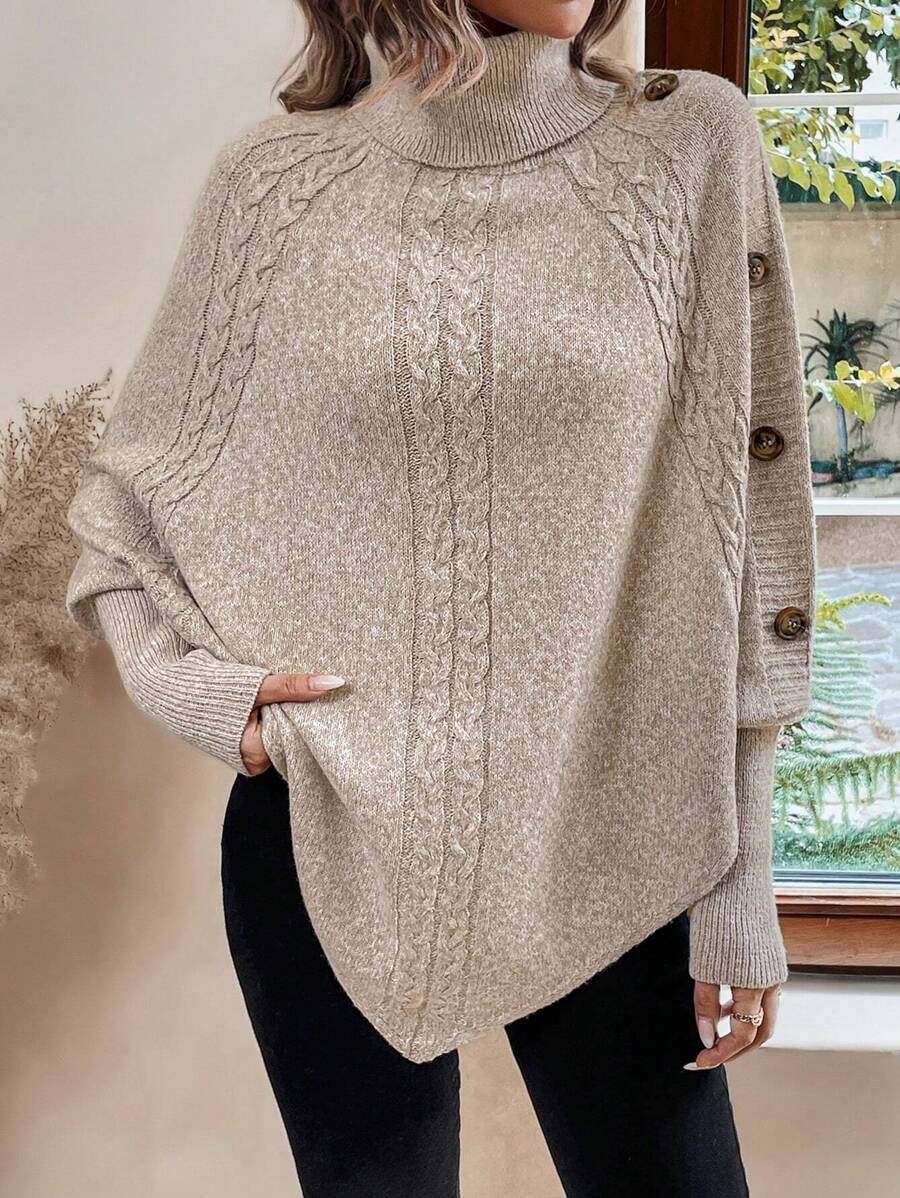 Alexis | Höghalsad Batwing Poncho Tröja
