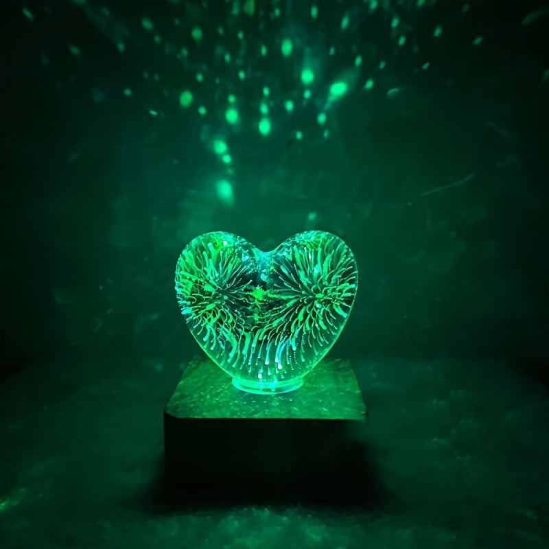 LoveLight - 3D Serce Fajerwerki LED Nocna Lampka, Zasilana przez USB
