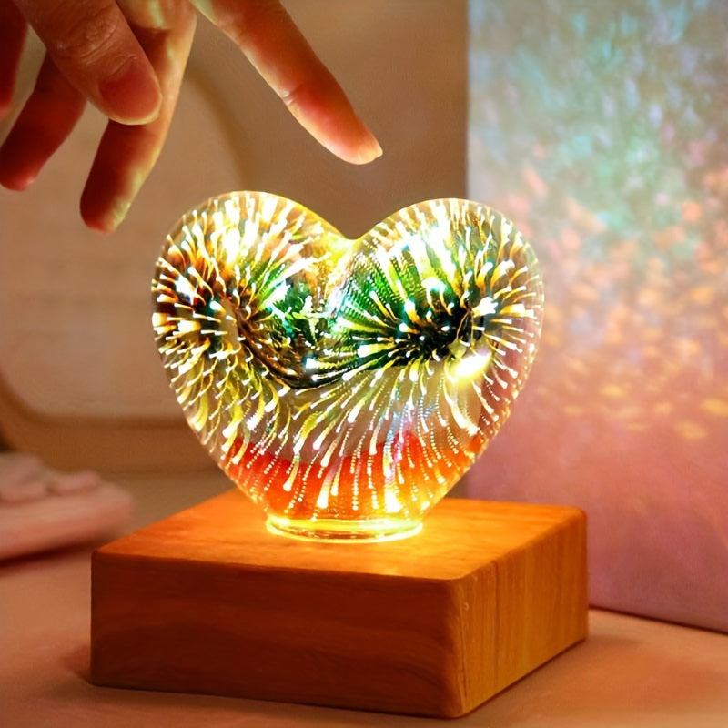 LoveLight - 3D Serce Fajerwerki LED Nocna Lampka, Zasilana przez USB