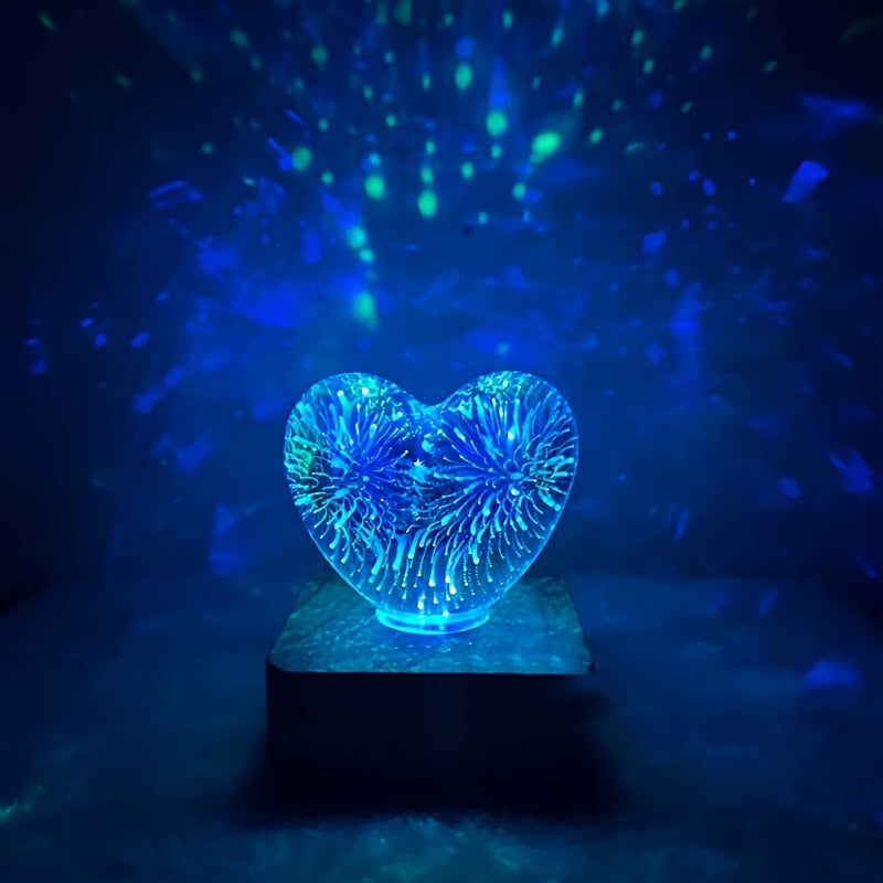 LoveLight - 3D Serce Fajerwerki LED Nocna Lampka, Zasilana przez USB