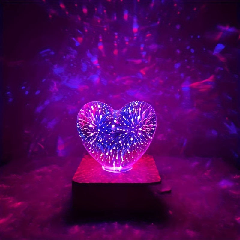 LoveLight - 3D Serce Fajerwerki LED Nocna Lampka, Zasilana przez USB