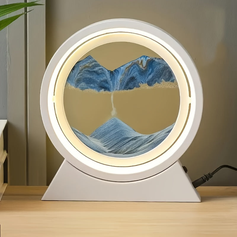 LumiSand - 3D Ruchomy Obraz Piaskowy Lampa LED na Stół, Szklana Scena z Piaskiem Nocna Lampa, Romantyczna Dekoracja Domowa