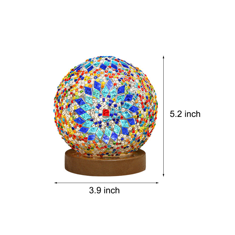 Luminara - Sferyczna LED Przyciemniana Szklana Lampa Stołowa Barokowa Mozaika 3.9"