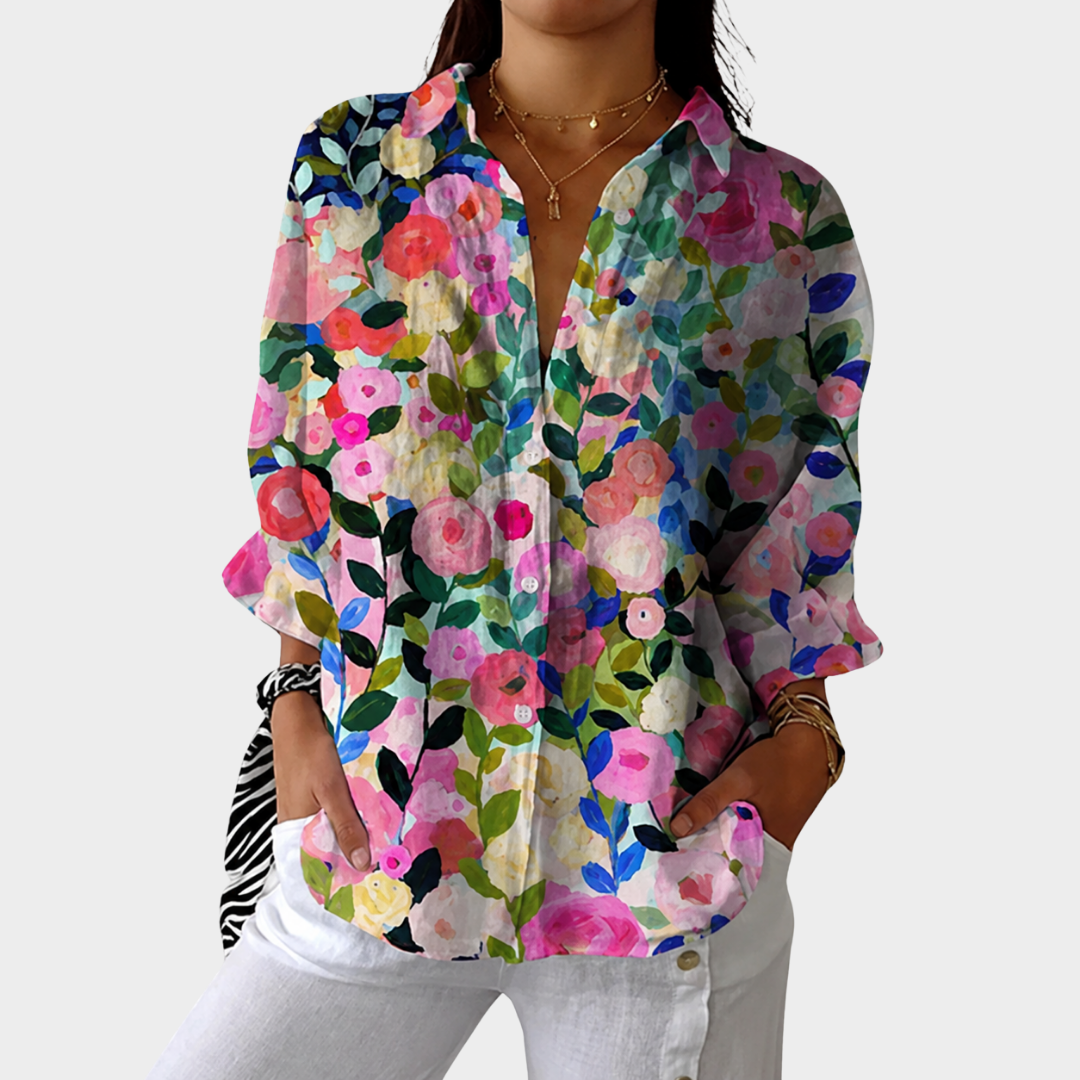 Blomsterträdgård Svart Blus