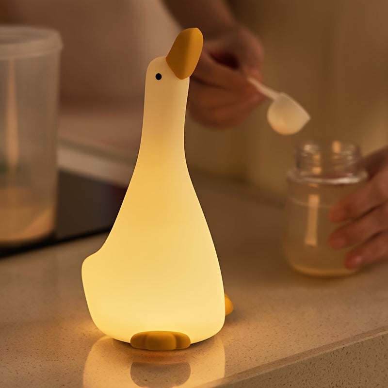 DreamDuck - Silikonowa Lampka Nocna z USB, Ładowana Dotykowym Sensorem i 3 Poziomami Jasności