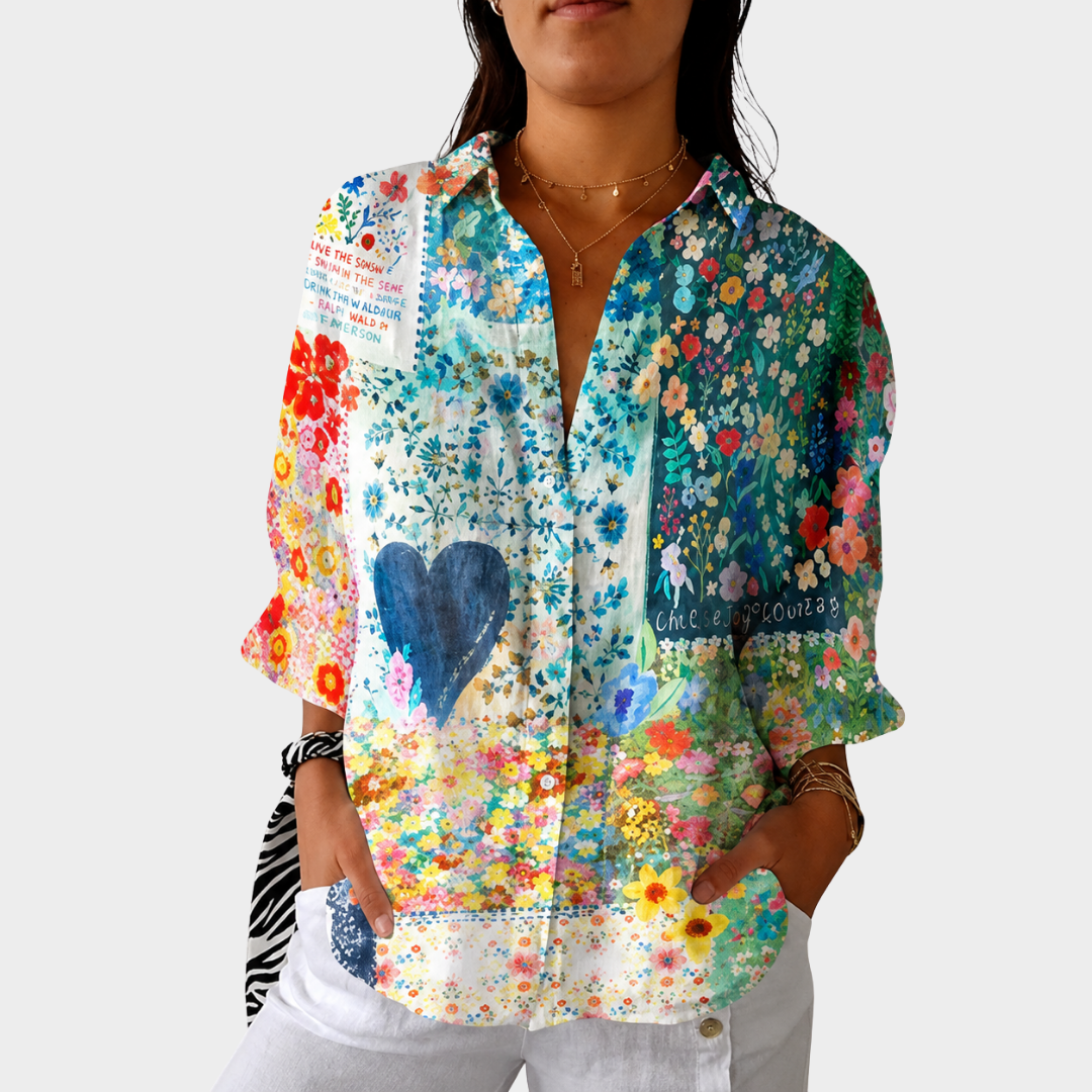 Hjärta Patchwork Blus