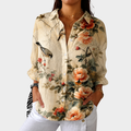 Fågel och Pion Beige Blus