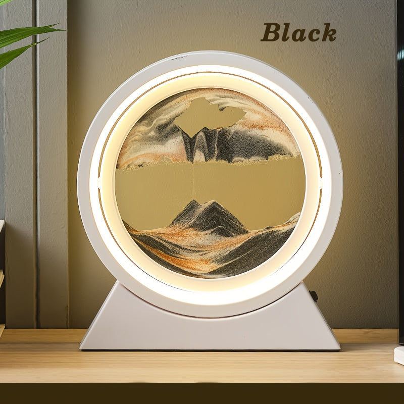 LumiSand - 3D Ruchomy Obraz Piaskowy Lampa LED na Stół, Szklana Scena z Piaskiem Nocna Lampa, Romantyczna Dekoracja Domowa