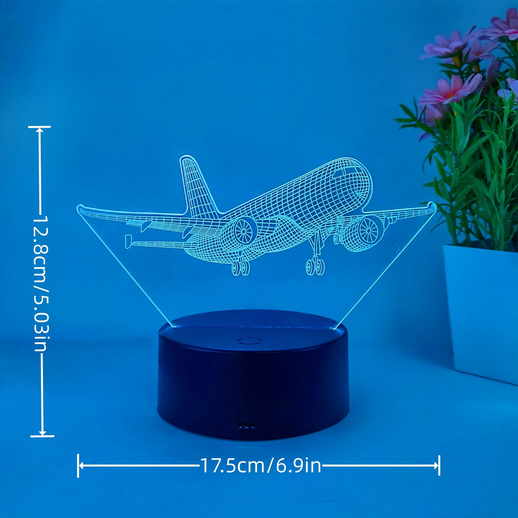 SkyGlow - 3D Samolot Akrylowa Lampka Nocna z USB, LED Lampka Stołowa