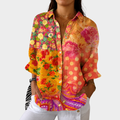 Orange Blomsterpatchwork Blus