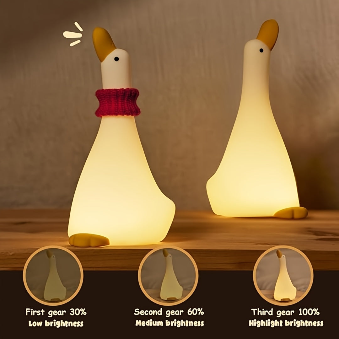 DreamDuck - Silikonowa Lampka Nocna z USB, Ładowana Dotykowym Sensorem i 3 Poziomami Jasności