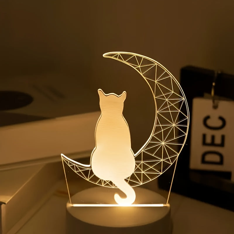 MaanLamp - 3D Kot USB Lampa Stołowa