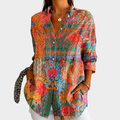 Solbelyst Vildblomster Patchwork Blus