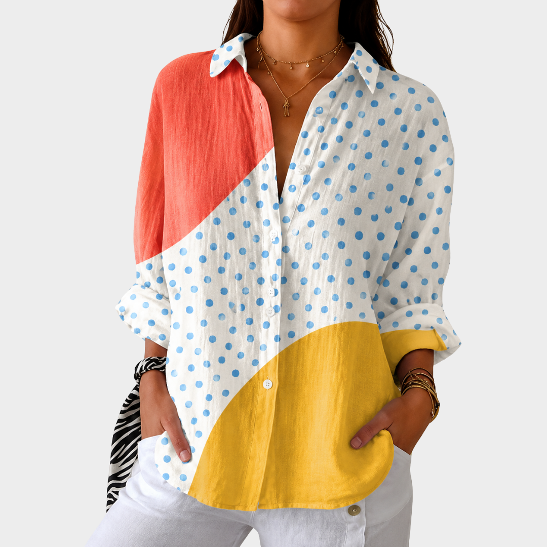 Korall Prickig Colorblock Blus