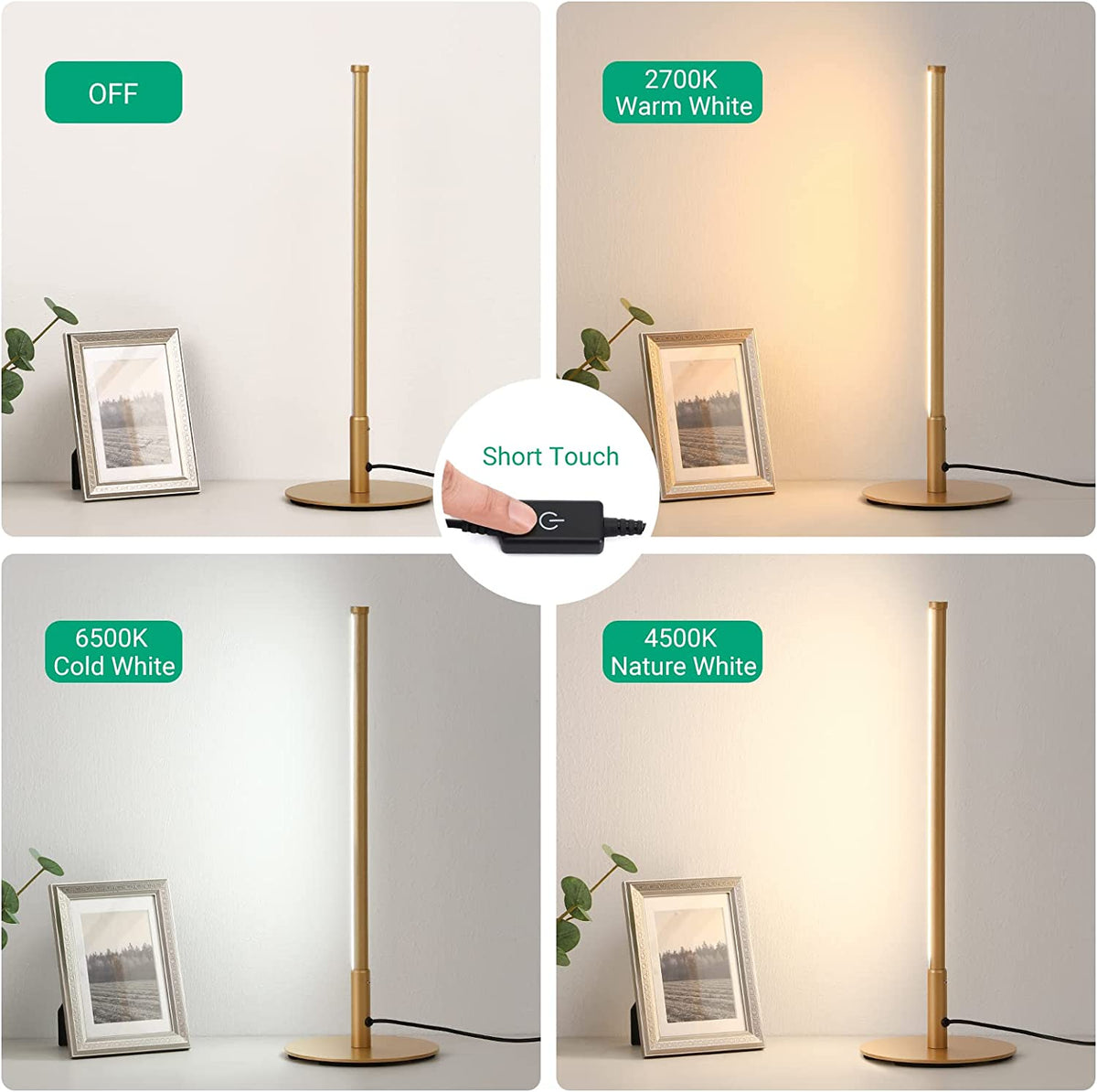 Złota Lampa Stołowa o Minimalistycznym Designie