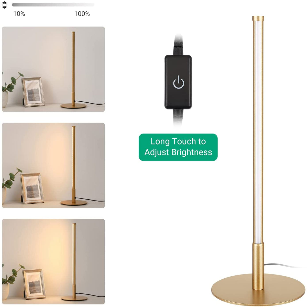 Złota Lampa Stołowa o Minimalistycznym Designie